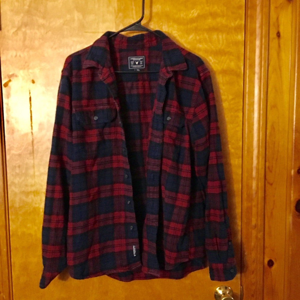 Blue and Burgundy American Eagle Flannel